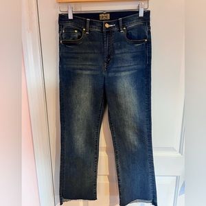 Mother The Insider High Rise Crop Step Fray Bootcut Jeans size 27